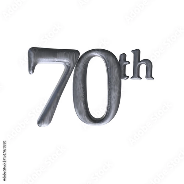 Obraz Number 70th 3D render with silver color	
