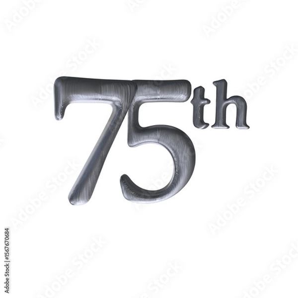 Fototapeta Number 75th 3D render with silver color	
