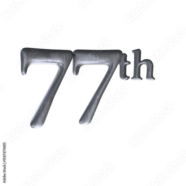 Fototapeta Number 77th 3D render with silver color	
