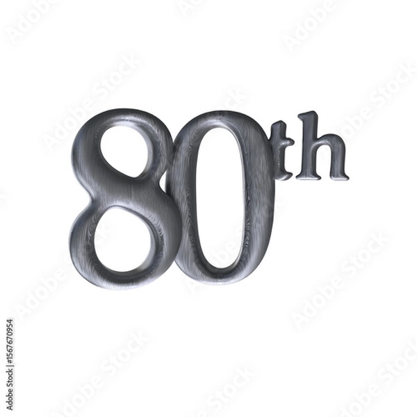 Fototapeta Number 80th 3D render with silver color	
