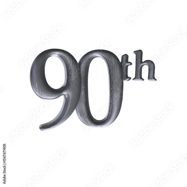 Fototapeta Number 90th 3D render with silver color	
