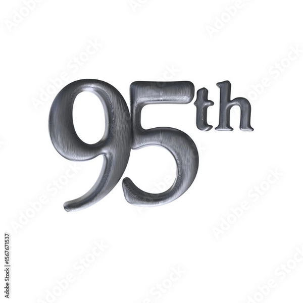 Fototapeta Number 95th 3D render with silver color	
