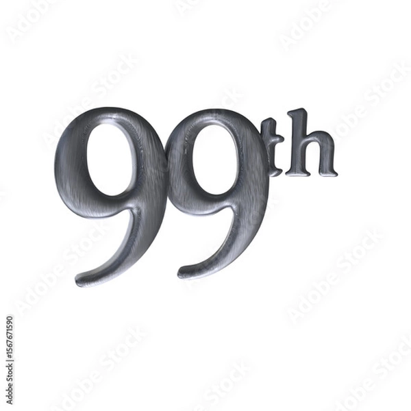 Fototapeta Number 99th 3D render with silver color	
