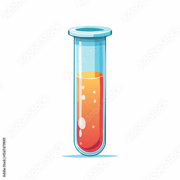 Fototapeta Science Lab Test Tube: A transparent glass test tube, holding a vibrant, orange-colored liquid, symbolizes scientific exploration and discovery within a laboratory setting.