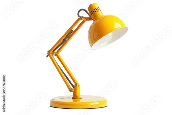 Fototapeta Bright Yellow Desk Lamp Adjustable Lighting for Home Office Reading and Study Modern Interior on transparent background