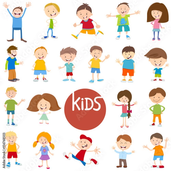 Obraz cartoon kid characters big set