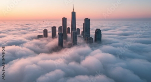 Fototapeta City above the clouds