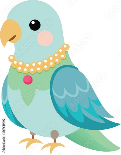Obraz Blue Parrot with Pearls Vector