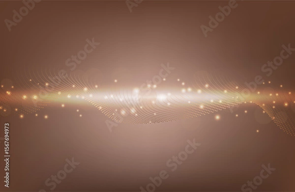 Obraz Happy New Year Abstract shiny Gold glitter wave with Bokeh design element. Vector Golden Glitter Wavy Lines. Gold wave. Luxury Christmas, New Year, Anniversary, Award Background