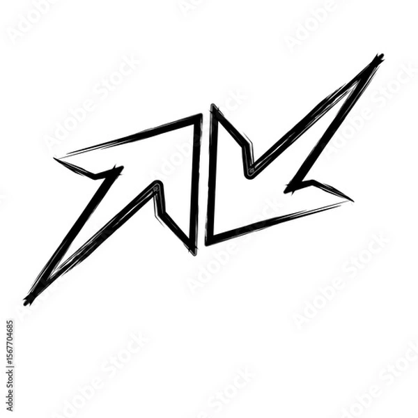 Obraz Grunge Style Abstract Arrows Pointing in Opposite Directions Illustration