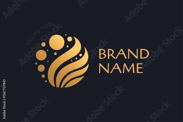 Fototapeta Abstract circle logo, foliage emblem, environment brand