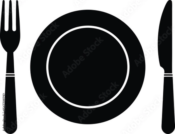 Fototapeta Table setting silhouette - Single place setting vector, EPS JPEG PNG