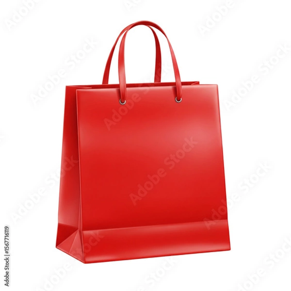Fototapeta Red shopping bag isolated on transparent background Generative Ai.