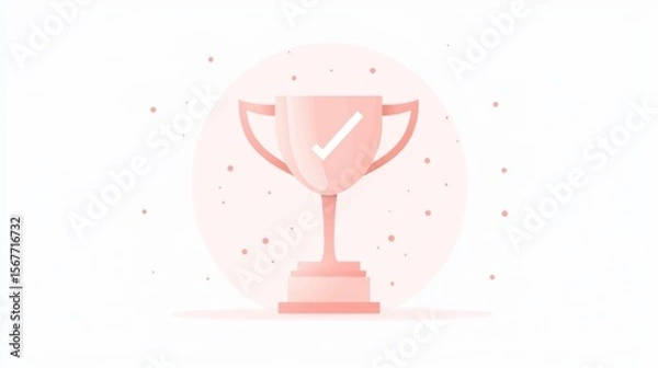 Fototapeta trophy icon A trophy icon with a check mark, signifying accomplishment and success.