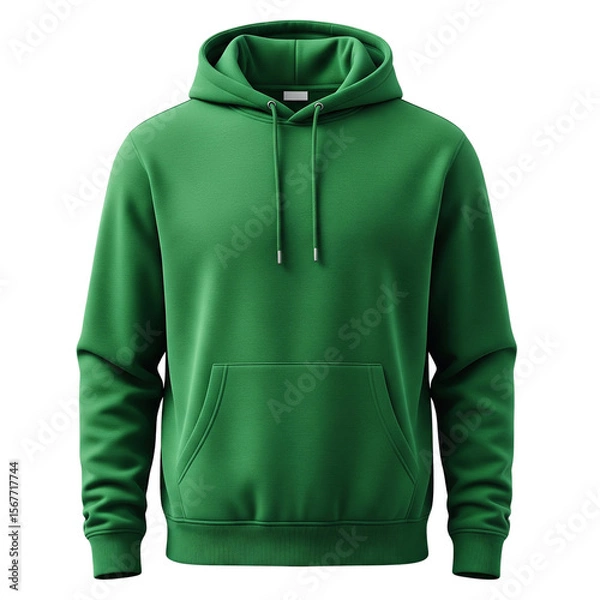 Fototapeta Minimalist green hoodie with hood, isolated on transparent background Generative Ai.