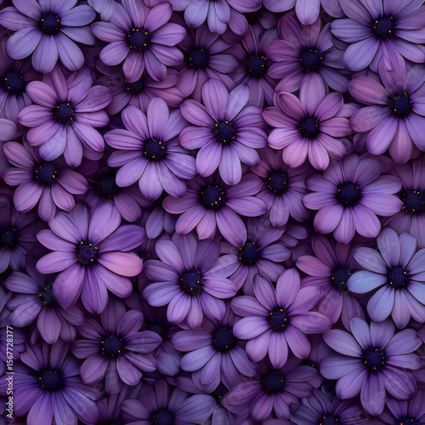 Obraz Seamless beautiful purple flowers pattern background 