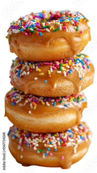 Fototapeta Stack of Caramel Glazed Donuts on Transparent Background