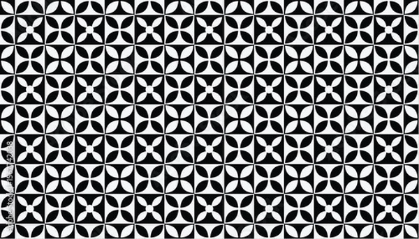 Fototapeta Modern tile design composed of quarter-circle elements arranged into stylized blooms
