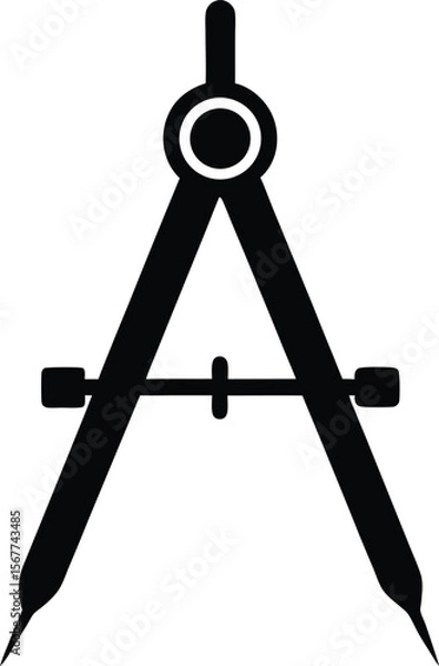 Fototapeta compass drawing tool icon silhouette on white back (2).eps