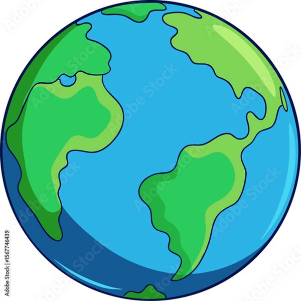Fototapeta Planet earth vector, environmental awareness, blue green globe, world environment day, eco design, save the planet illustration
