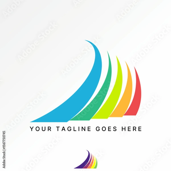 Fototapeta Logo design graphic concept creative premium vector stock image top sell 5 swoosh monument symbol structure landscape tower association property mason