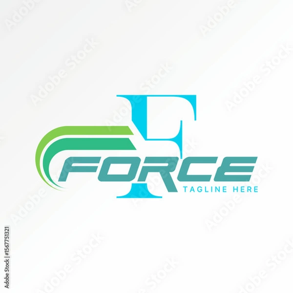 Fototapeta Logo design graphic concept creative premium vector stock image top sell initial F font cut Force strip fast race automotive mechanical sport winner
