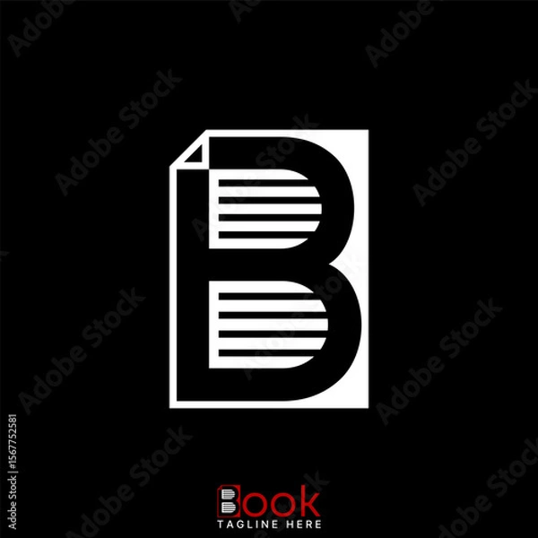 Fototapeta Logo design graphic concept creative premium vector stock image top sell letter B font sans serif cutting paper negative space line page student learn