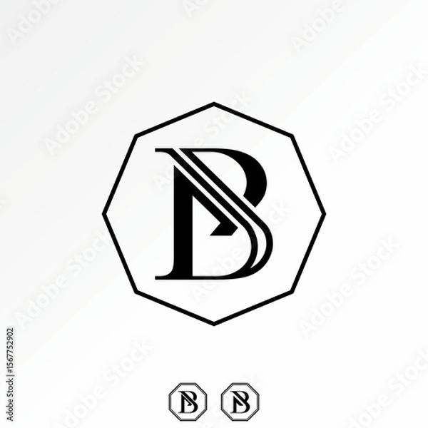 Fototapeta Logo design graphic concept creative premium vector stock image top sell letter B font serif cutting line elegant store royal monogram premium style
