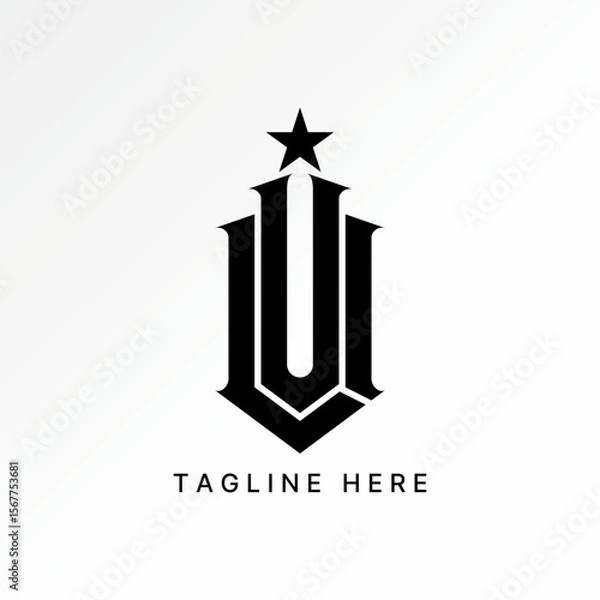 Fototapeta Logo design graphic concept creative premium vector stock image top sell initial LUI or LVI font line gothic shield aesthetic art taper monogram brand