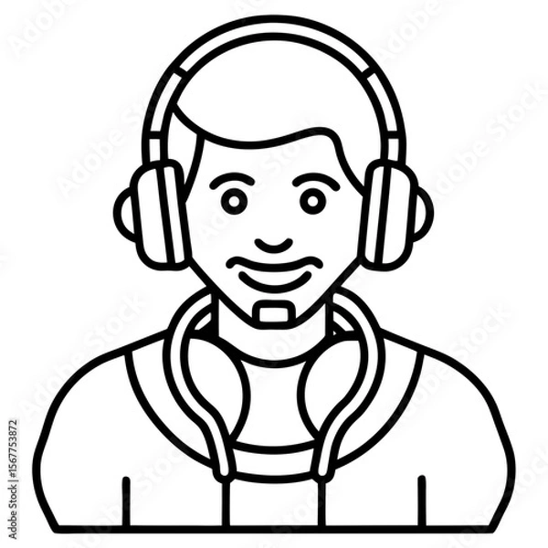 Obraz DJHeadphoneSVG line art vector