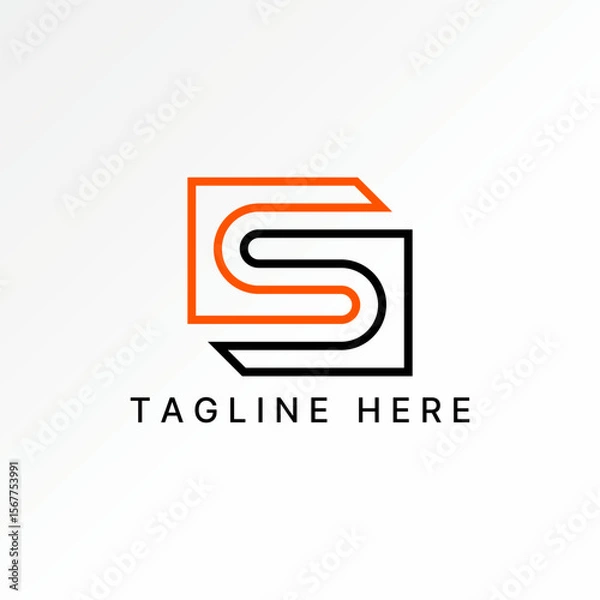Fototapeta Logo design graphic concept creative premium vector stock image top sell initial S font line square motif 3D pattern aesthetic art flip monogram brand