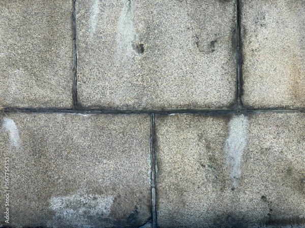 Fototapeta Old Stone Wall with Mold in Cracks – Aged Structure Texture

