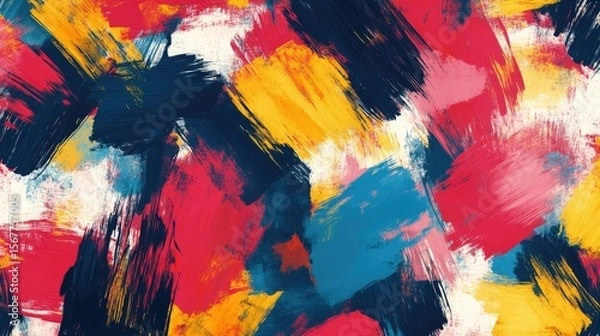 Fototapeta The stock photo shows a seamless texture of bold, abstract brushstrokes in various colors.