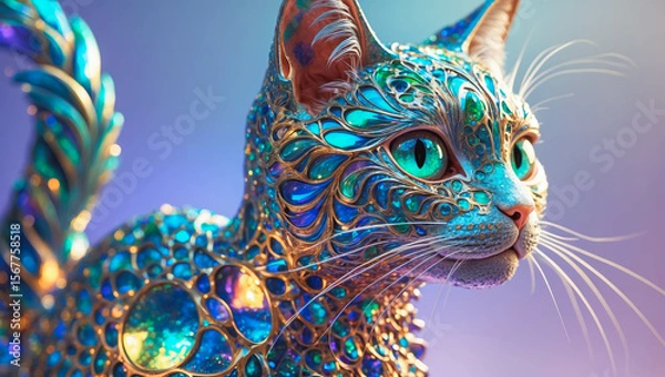 Obraz Enchanting Jewel-Encrusted Cat