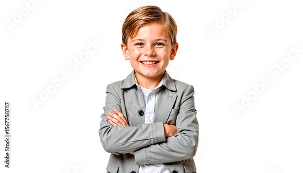 Fototapeta Young Boy in Business Attire with a Confident Smile