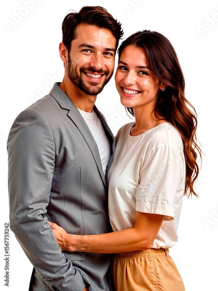 Fototapeta Happy Couple Embracing and Smiling Together