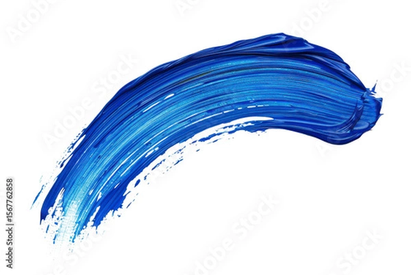 Obraz Blue brush stroke on a transparent background, perfect for graphic design, grunge textures, and modern artistic elements.