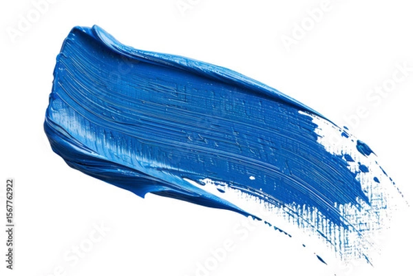 Obraz Blue brush stroke on a transparent background, perfect for graphic design, grunge textures, and modern artistic elements.