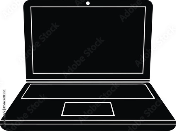 Fototapeta laptop for online learning icon silhouette on whit (1).eps