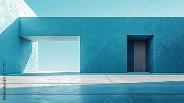 Fototapeta Minimalist Sky Overhead Perspective with Color Contrast on Blue Background