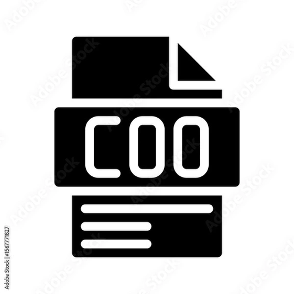 Fototapeta Coo Glyph Icon. Chief Operating Officer File Abbreviation for Operational Section Leader