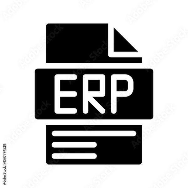 Fototapeta Erp Glyph Icon. File Document icon abbreviation Integrated system for managing corporate resources
