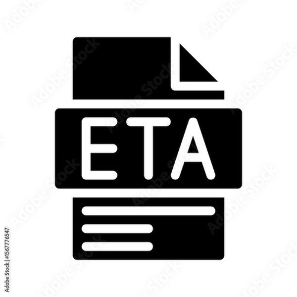 Fototapeta Eta Glyph Icon. File Document icon abbreviation Estimated time of arrival