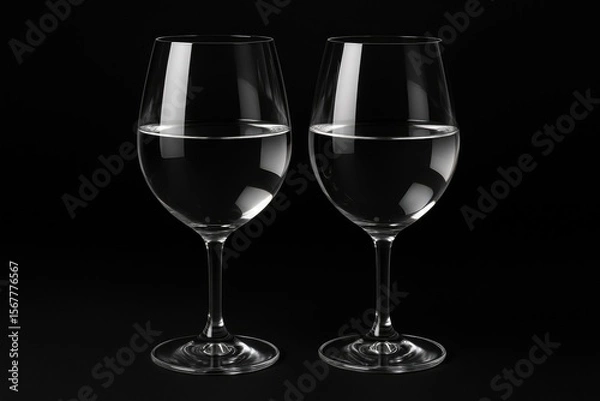 Fototapeta Two beverage glasses displayed against a dark backdrop
