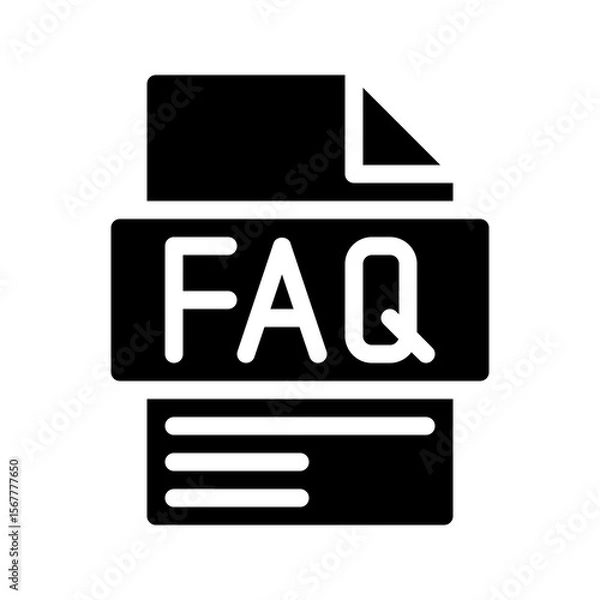 Fototapeta Faq Glyph Icon. File Document icon abbreviation List of frequently asked questions