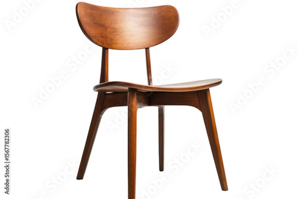 Obraz Ergonomic Wooden Chair Comfortable Design Furniture Piece Mid Century Modern Seat Isolated on transparent background