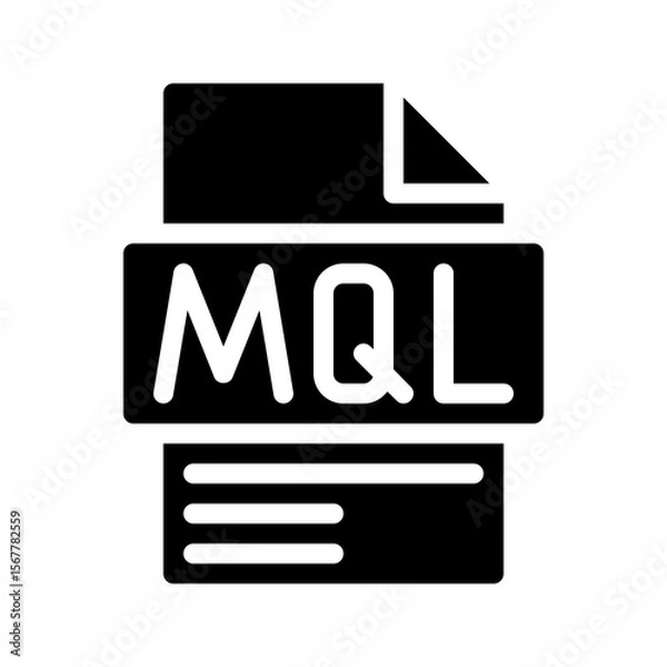 Fototapeta Mql Glyph Icon. File Document icon is an abbreviation for Prospects that are considered potential by the marketing team.