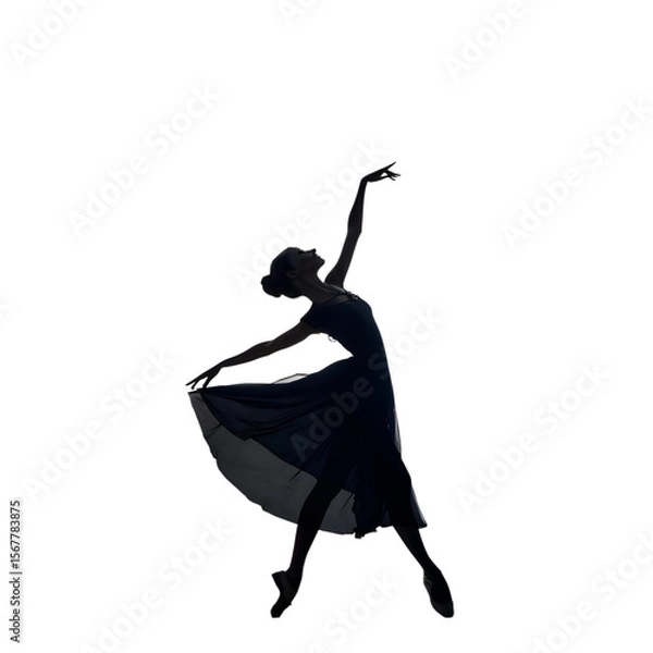 Fototapeta silhouette of a dancer , silhouette of a woman dancing, Ballerina Dance Silhouette in Elegant Pose