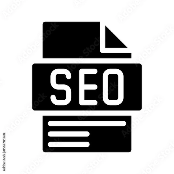 Fototapeta Seo Glyph Icon. File Document icon is an abbreviation for Search Engine Optimization, the icon can be an upward graph or a trophy.