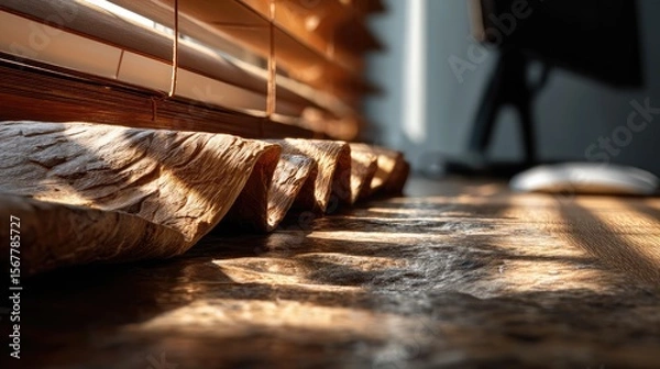 Fototapeta Wooden decorative elements on table surface